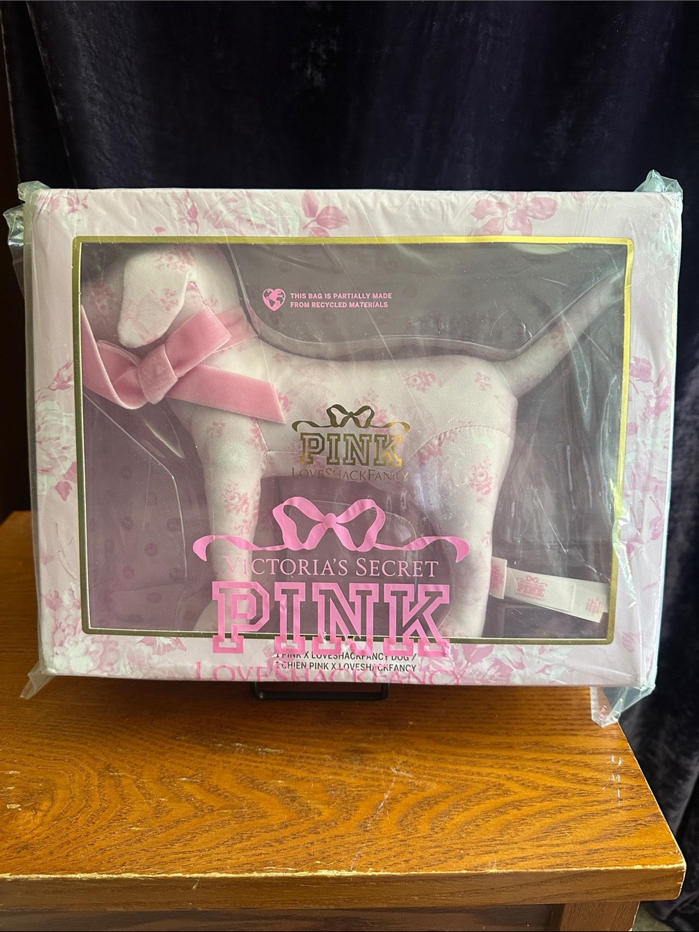 NIB Love Shack Fancy x Victoria's Secret Pink Floral Plush Dog- Limited Edition